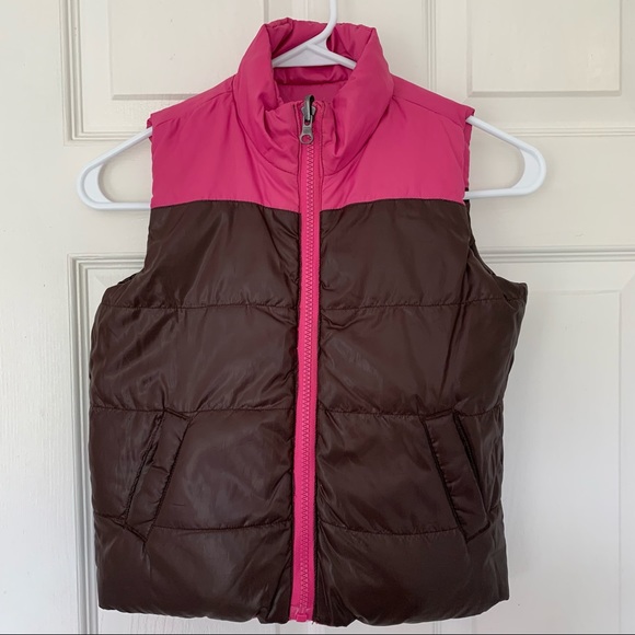 Lot of 3 Girl’s 4 Puffer Vests Children’s Place & Lands’ End Pinks / Brown EXC - Picture 6 of 15